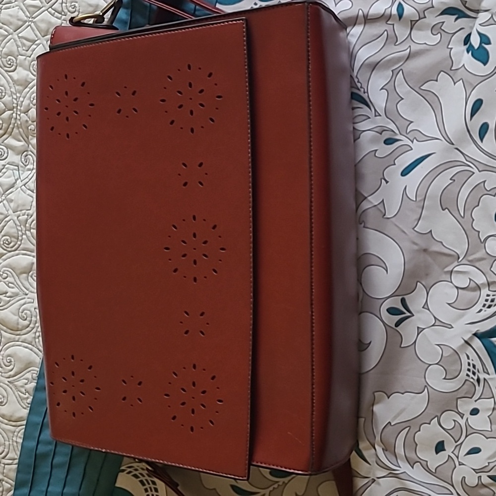 Walasa Messenger Computer Bag Red Split Leather - image 2